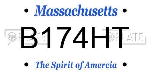 B174HT Massachusetts License Plate