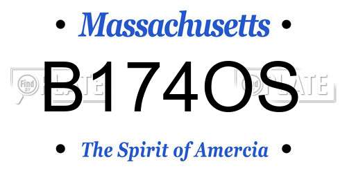 B174OS Massachusetts License Plate