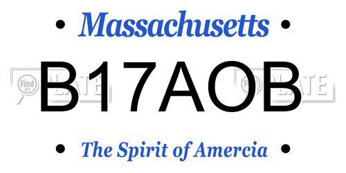 B17AOB Massachusetts License Plate