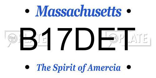 B17DET Massachusetts License Plate