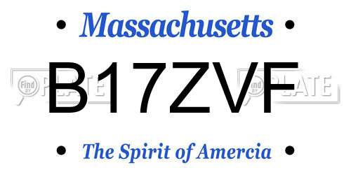 B17ZVF Massachusetts License Plate