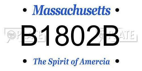B1802B Massachusetts License Plate