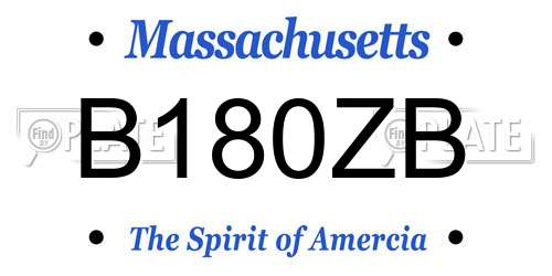 B180ZB Massachusetts License Plate