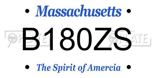 B180ZS Massachusetts License Plate