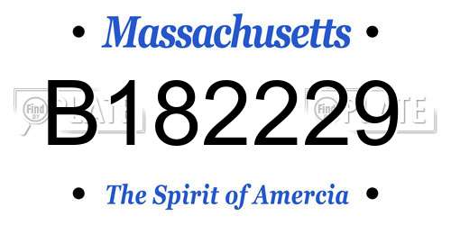 B182229 Massachusetts License Plate