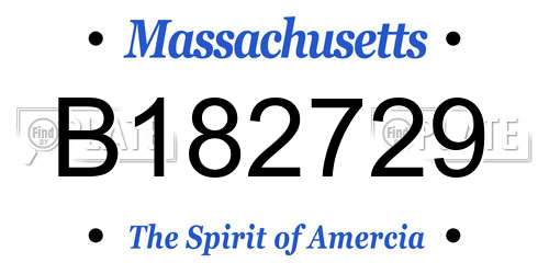 B182729 Massachusetts License Plate