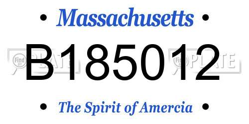 B185012 Massachusetts License Plate