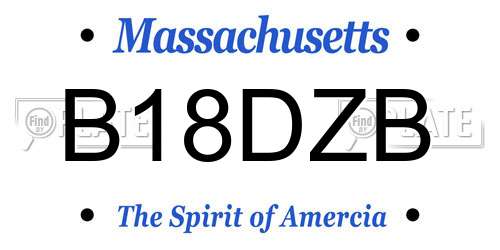 B18DZB Massachusetts License Plate