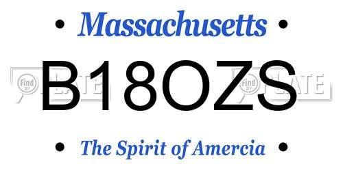 B18OZS Massachusetts License Plate
