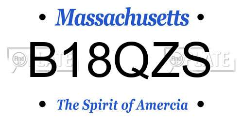 B18QZS Massachusetts License Plate
