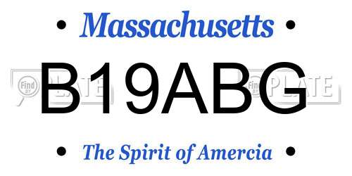 B19ABG Massachusetts License Plate