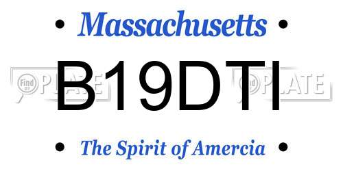 B19DTI Massachusetts License Plate