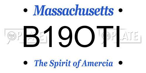 B19OTI Massachusetts License Plate