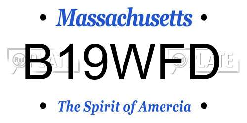 B19WFD Massachusetts License Plate
