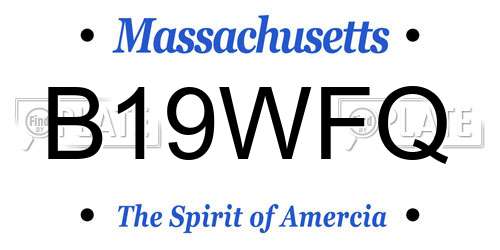 B19WFQ Massachusetts License Plate