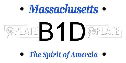 B1D Massachusetts License Plate