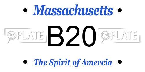B20 Massachusetts License Plate
