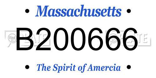 B200666 Massachusetts License Plate