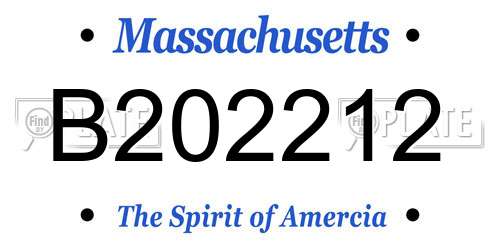B202212 Massachusetts License Plate