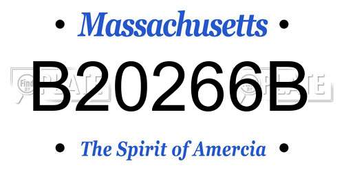B20266B Massachusetts License Plate