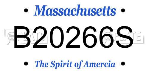 B20266S Massachusetts License Plate