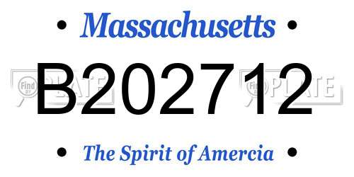 B202712 Massachusetts License Plate