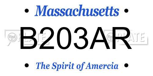 B203AR Massachusetts License Plate