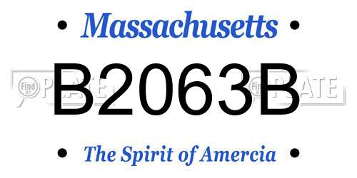 B2063B Massachusetts License Plate