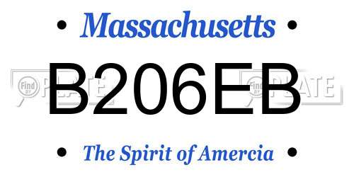 B206EB Massachusetts License Plate