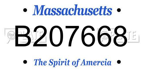 B207668 Massachusetts License Plate