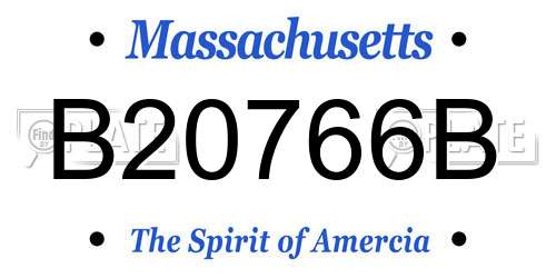 B20766B Massachusetts License Plate