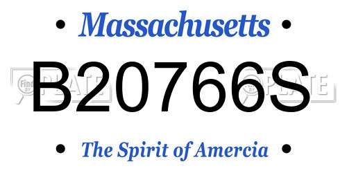 B20766S Massachusetts License Plate
