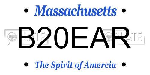 B20EAR Massachusetts License Plate