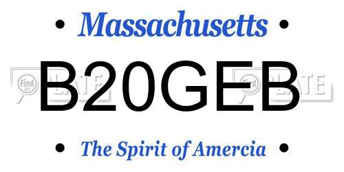 B20GEB Massachusetts License Plate