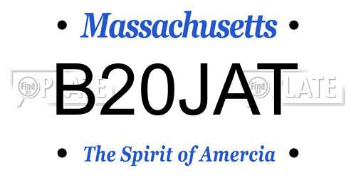 B20JAT Massachusetts License Plate