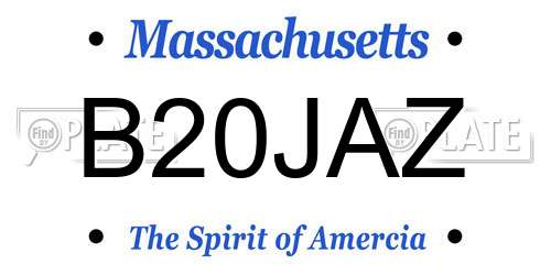 B20JAZ Massachusetts License Plate