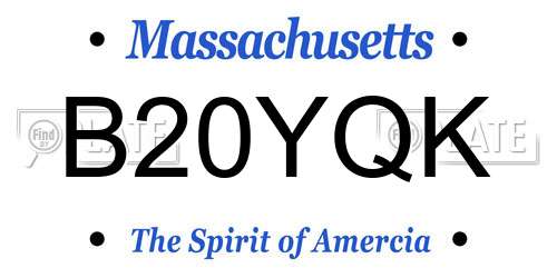 B20YQK Massachusetts License Plate