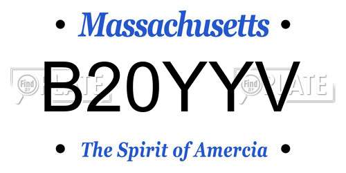 B20YYV Massachusetts License Plate