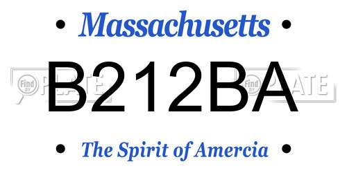 B212BA Massachusetts License Plate