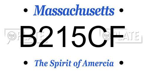 B215CF Massachusetts License Plate