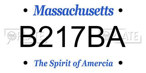 B217BA Massachusetts License Plate