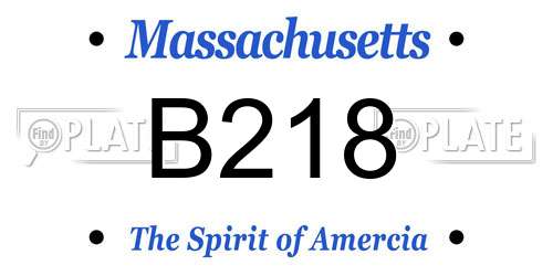 B218 Massachusetts License Plate