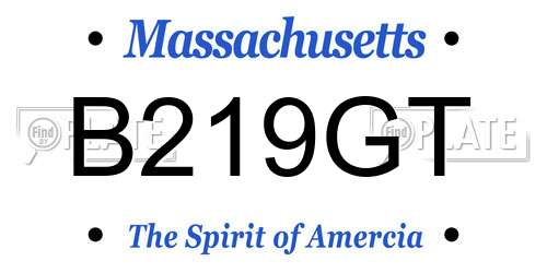 B219GT Massachusetts License Plate
