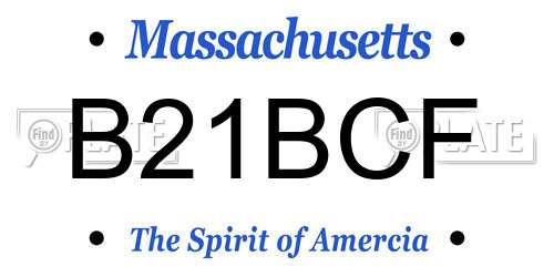 B21BCF Massachusetts License Plate