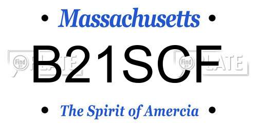 B21SCF Massachusetts License Plate