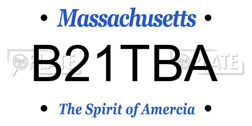 B21TBA Massachusetts License Plate