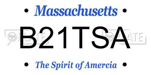 B21TSA Massachusetts License Plate