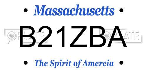 B21ZBA Massachusetts License Plate