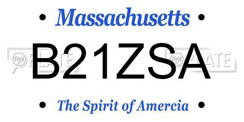 B21ZSA Massachusetts License Plate