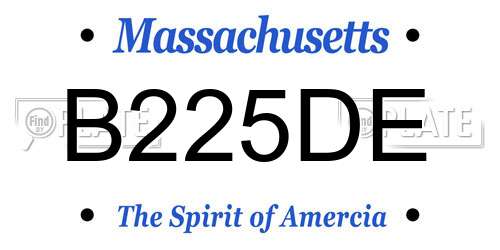 B225DE Massachusetts License Plate
